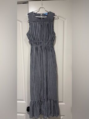 Draper James Navy and White Gingham Maxi